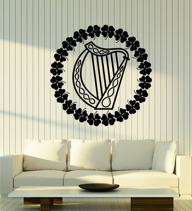 Vinyl Wall Decal Celtic Music Ireland Culture Harp Instrument Stickers Mural (g7021)