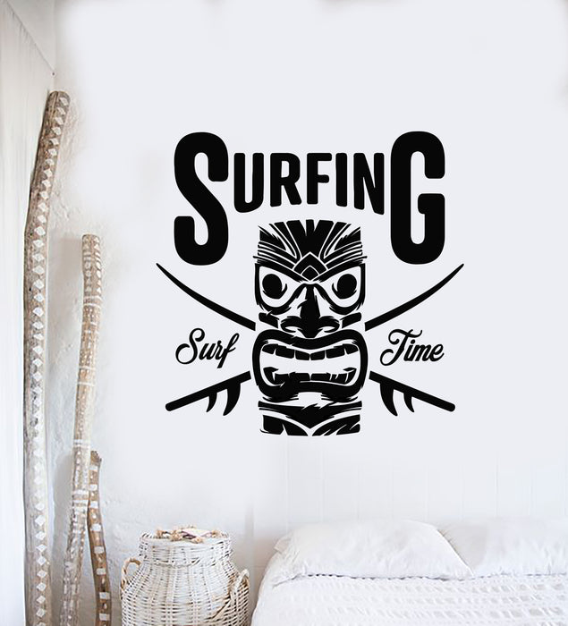 Vinyl Wall Decal Hawaii Surfing Surf Time Paradise Beach Style Stickers Mural (g1124)