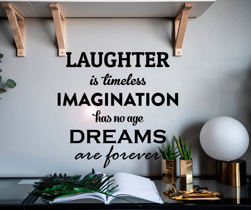 Vinyl Wall Decal Laughter Imagination Dreams Inspiring Lettering Stickers Mural 22.5 in x 22 in gz203