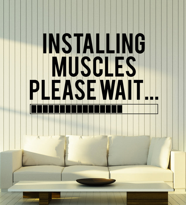 Vinyl Wall Decal Installing Muscles Please Wait Sport Club Motivational Phrase Stickers Mural (g6572)