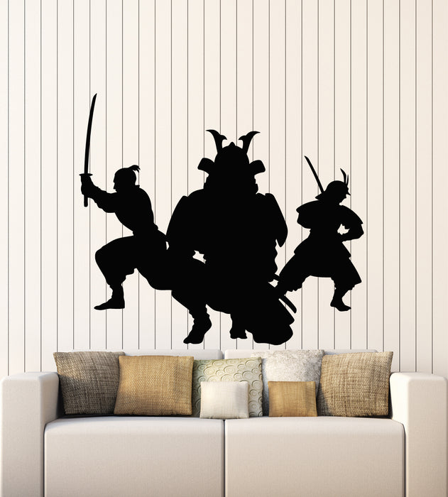 Vinyl Wall Decal Japanese Warrior Silhouette Samurai Armor Stickers Mural (g6653)