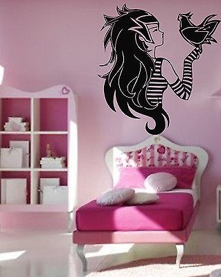 Emo Alternative Girl And Bird Teen Decor Wall MURAL Vinyl Art Stickers Unique Gift z841