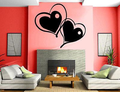 Wall Vinyl Art Sticker Entwined Hearts Love Romance Drcor Unique Gift (m191)