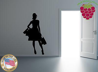 Wall Stickers Vinyl Decal Hot Girl Shopping Fashion High Heels Hair Do Unique Gift EM215