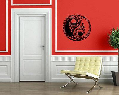 Yin Yang Snakes Philosophy Male Female Wall Decor Mural Vinyl Art Sticker Unique Gift M605