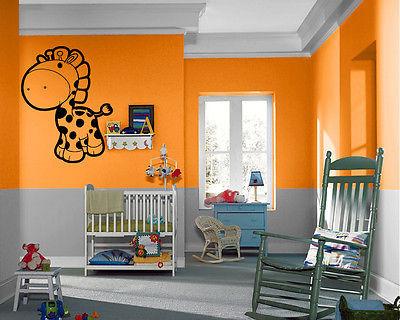 Wall Vinyl Art Giraffe Cartoon Sticker Kids Room Unique Gift (m019)