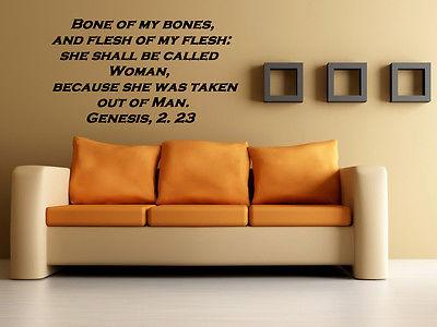 Wall Mural Vinyl Art Sticker Bible Quote Creation of Woman Religious Decor Unique Gift (m357)
