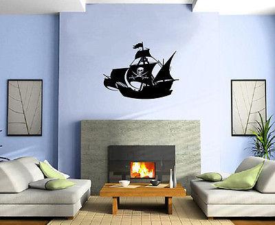 Pirate Ship Skeleton Sail Sea Decor Wall Mural Vinyl Decal Art Sticker Unique Gift M599