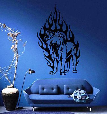 Wall Vinyl Art Sticker Decal Lion's Roar In Flames King of the Jungle Unique Gift (m301)