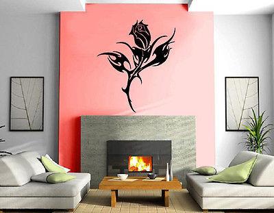 Wall Vinyl Art Sticker Tribal Roses and Thorns Design Floral Decor Unique Gift (m399)