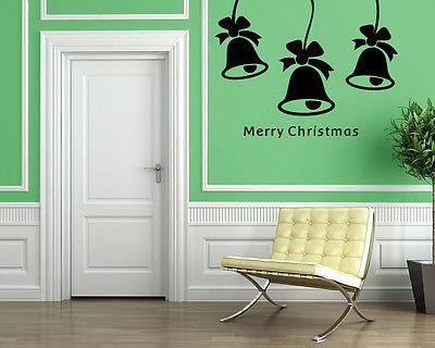 Wall Vinyl Art Sticker Merry Christmas Bells Holidays Decor Unique Gift (m026)