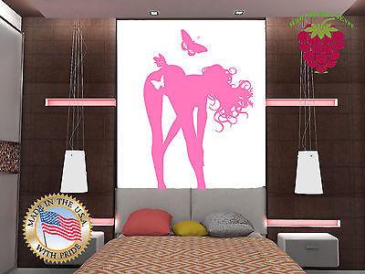 Wall Sticker Vinyl Decal Sexy Hot Girl Butterfly Hair Spa Beauty Salon z521 Unique Gift .