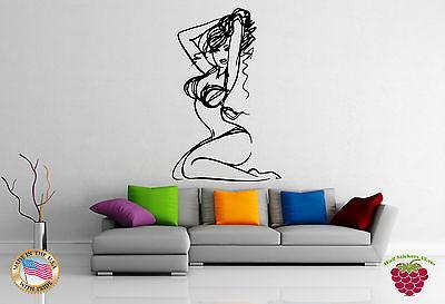 Wall Stickers Vinyl Decal  Sketch of Hot Curvy Girl in Bikini Curly Hair Unique Gift EM529