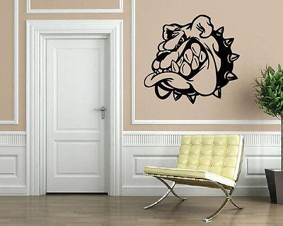 Wall Vinyl Art Sticker Cartoon Angry Bulldog Kids Room Animal Decor Unique Gift (m369)