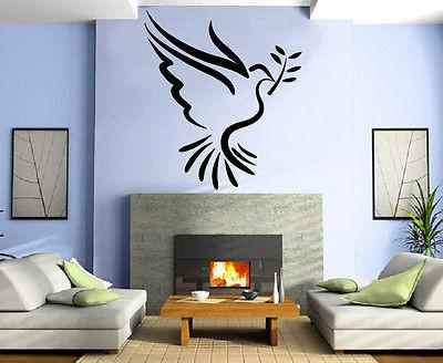 Wall Mural Vinyl Art Sticker Dove of Peace with Olive Branch Pacifism Decor Unique Gift (m330)