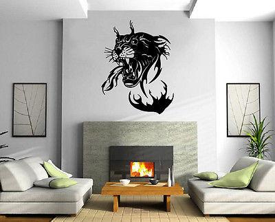 Wall Vinyl Art Sticker Panther in Flames Jungle Hunter Animal Decor Unique Gift (m366)