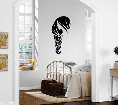 Sexy Beautiful Woman Face Braided Hair Decor Wall Mural Vinyl Art Sticker Unique Gift M512