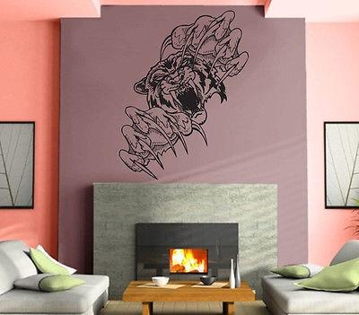 Tiger Head Predator Aggressive Tribal  Mural  Wall Art Decor Vinyl Sticker Unique Gift z907