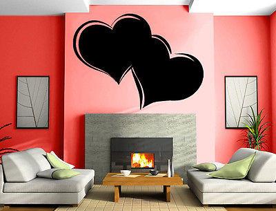 Wall Vinyl Art Sticker Entwined Hearts Love & Romance Valentines Day Unique Gift (m164)