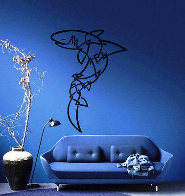Wall Vinyl Art Sticker Shark Tribal Predator Unique Gift Decor (m129)
