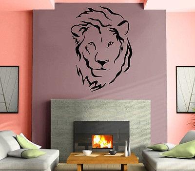 Lion Head Predator King Tribal Simbol Decor Wall MURAL Vinyl Art Sticker Unique Gift z777