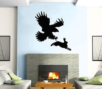 Hunting Eagle Rabbit Animal Decor Mural Wall Art Decor Vinyl Sticker Unique Gift z381