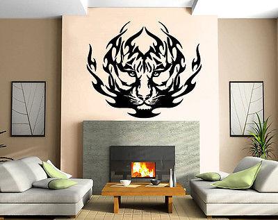 Wall Vinyl Art Sticker Tribal Tiger Flames Animals Decor Unique Gift (m089)