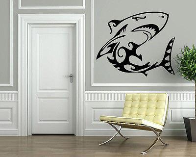 Wall Vinyl Art Sticker Shark Tribal Predator Decor Unique Gift (m086)