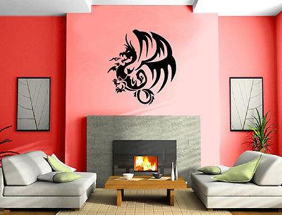Fire Flying Dragon Medieval Tales Decor Wall Mural Vinyl Art Decal Sticker Unique Gift M480