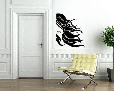 Sexy Girl Wind Flowing Hair Full Lips Wall Art Mural Vinyl Decal Sticker Unique Gift M616