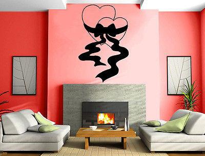 Autocollant mural en vinyle avec cœurs d'amour, cadeau emballé, décoration de Saint-Valentin, cadeau unique (m140) 