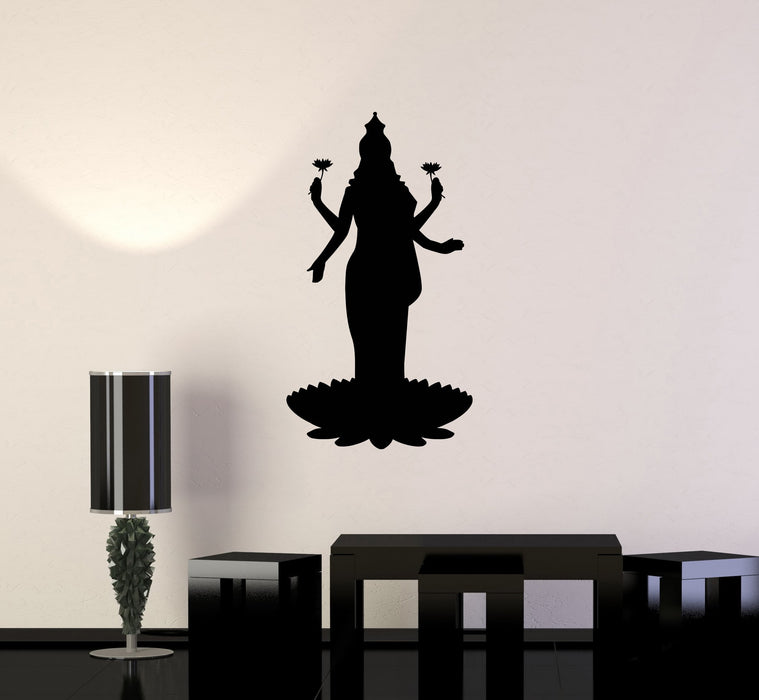 Vinyl Wall Decal Lakshmi Goddess Hinduism Hindu God Lotus Interior Art Stickers Mural (ig5820)