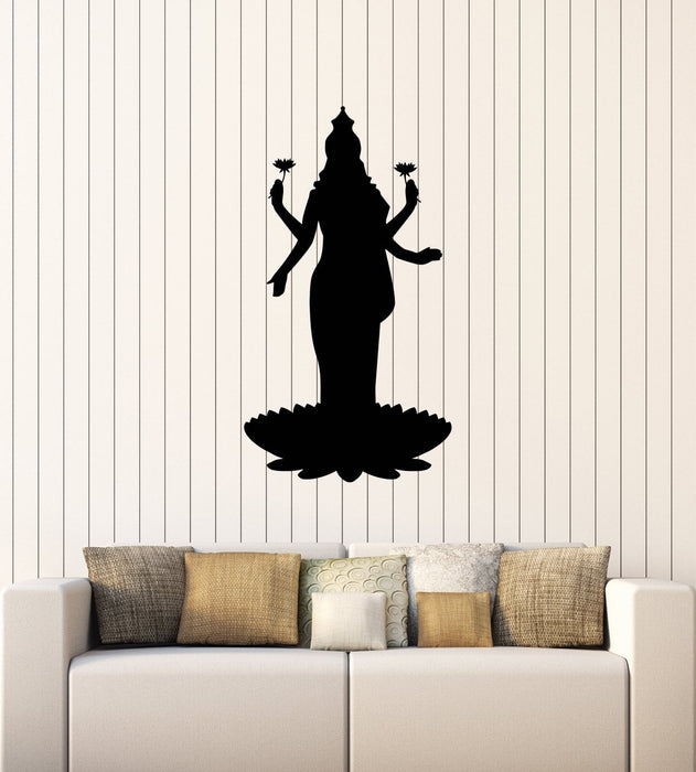 Vinyl Wall Decal Lakshmi Goddess Hinduism Hindu God Lotus Interior Art Stickers Mural (ig5820)