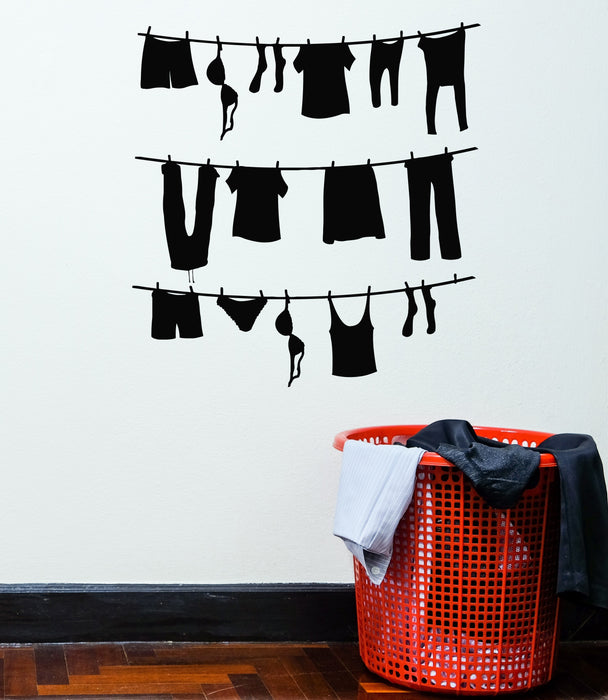 Vinyl Wall Decal Family Clothes Laundry Room Dry Cleaning Stickers Mural (g1746)