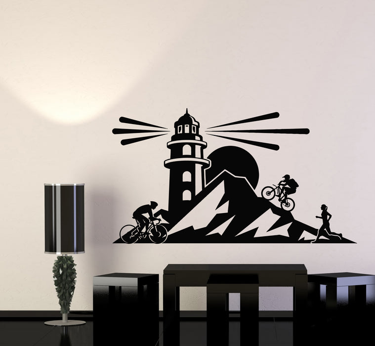 Vinyl Wall Decal Cycling Running Lighthouse Mountains Beach House Stickers Mural (g6642)