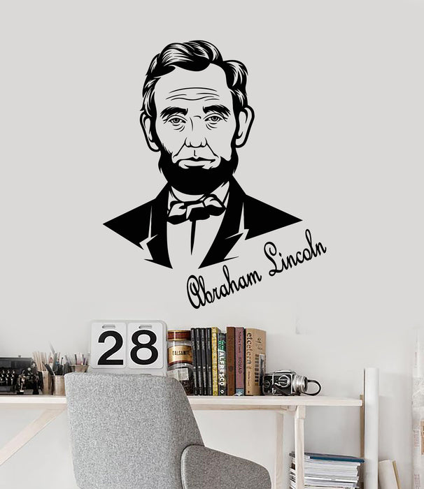 Vinyl Wall Decal Portrait Abraham Lincoln Politician Stickers Mural (g3188)