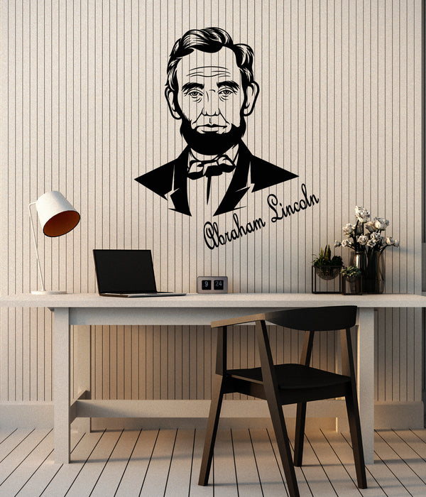 Vinyl Wall Decal Portrait Abraham Lincoln Politician Stickers Mural (g3188)