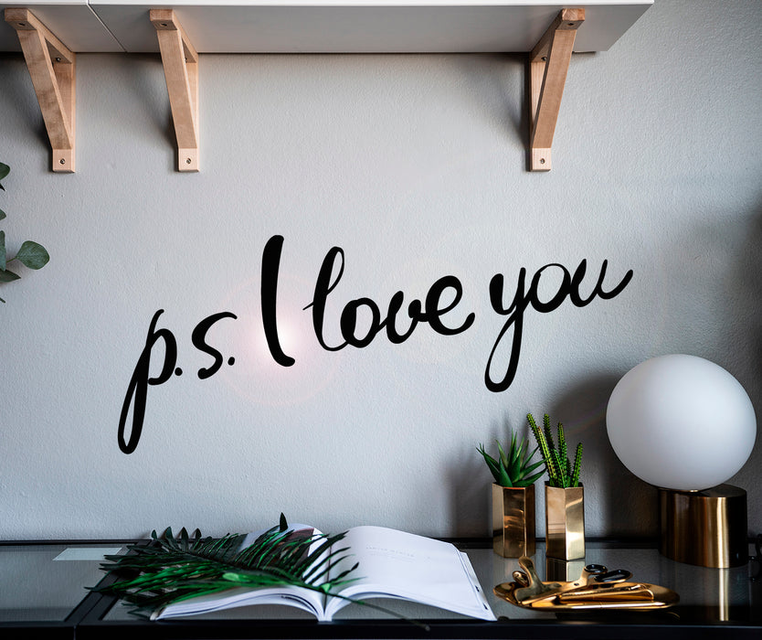 Виниловая наклейка на стену PS I Love You Буквы Слова Романтика Наклейки Фреска 28,5 дюймов x 12 дюймов gz037