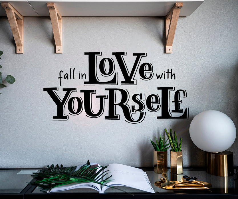 Vinyl Wall Decal Motivational Quote Love Yourself Letter Stickers Mural 22.5 in x 11 in gz060