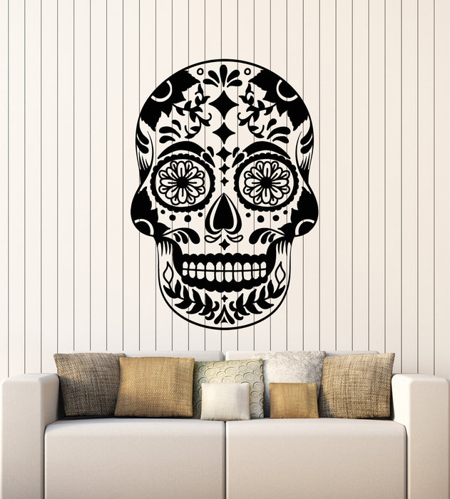 Autocollant mural en vinyle avec symbole du crâne du Jour des morts, Calavera, Mexique (g1952)