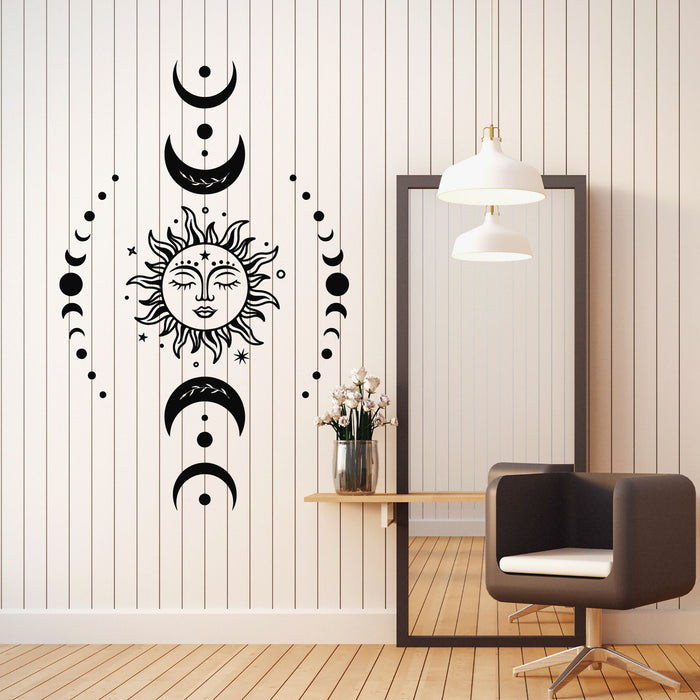 Vinyl Wall Decal Sun Crescent Moon Phases Bedroom Interior Stickers Mu ...