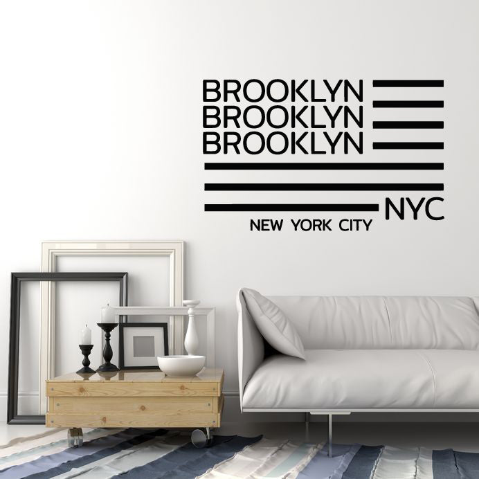 Vinyl Wall Decal American Flag Brooklyn New York City NYC Stickers Mural (g651)