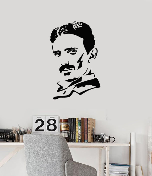 Vinyl Wall Decal Nicola Tesla Famous Scientist Science Lab Decor Art Stickers Mural (ig5380)