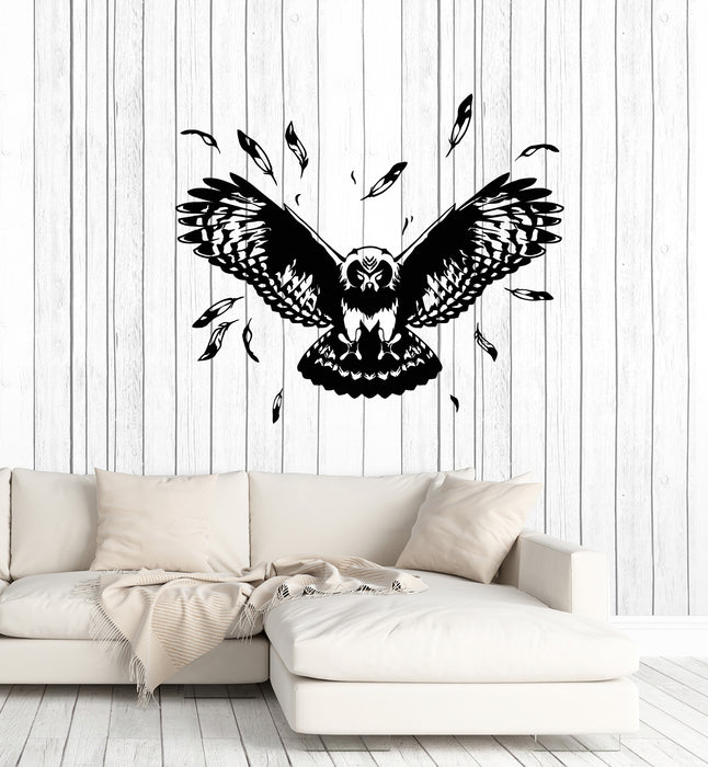Vinyl Wall Decal Flying Owl Tribal Night Bird Feathers Wings Stickers Mural (g1607)