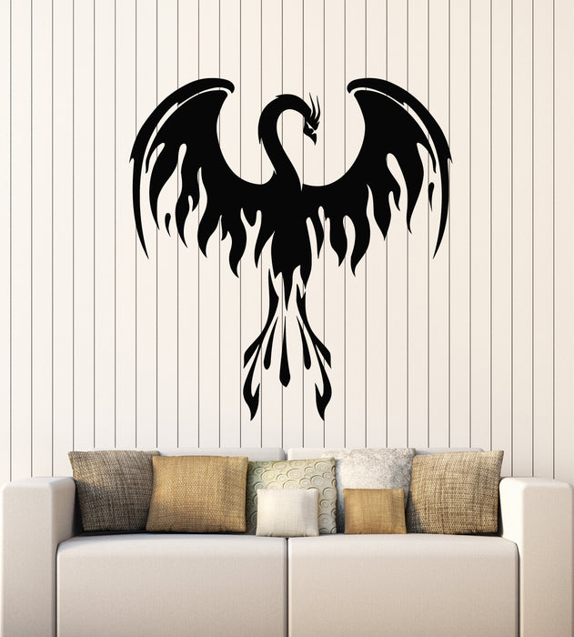 Vinyl Wall Decal Phoenix Fantastic Bird Fire Forks Of Flame Stickers Mural (g2213)