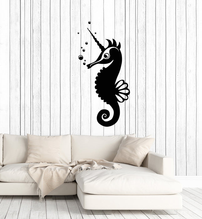 Seahorse Vinyl Wall Decal Marine Animal Sea Bubbles Kids Room Interior Stickers Mural (ig5711)