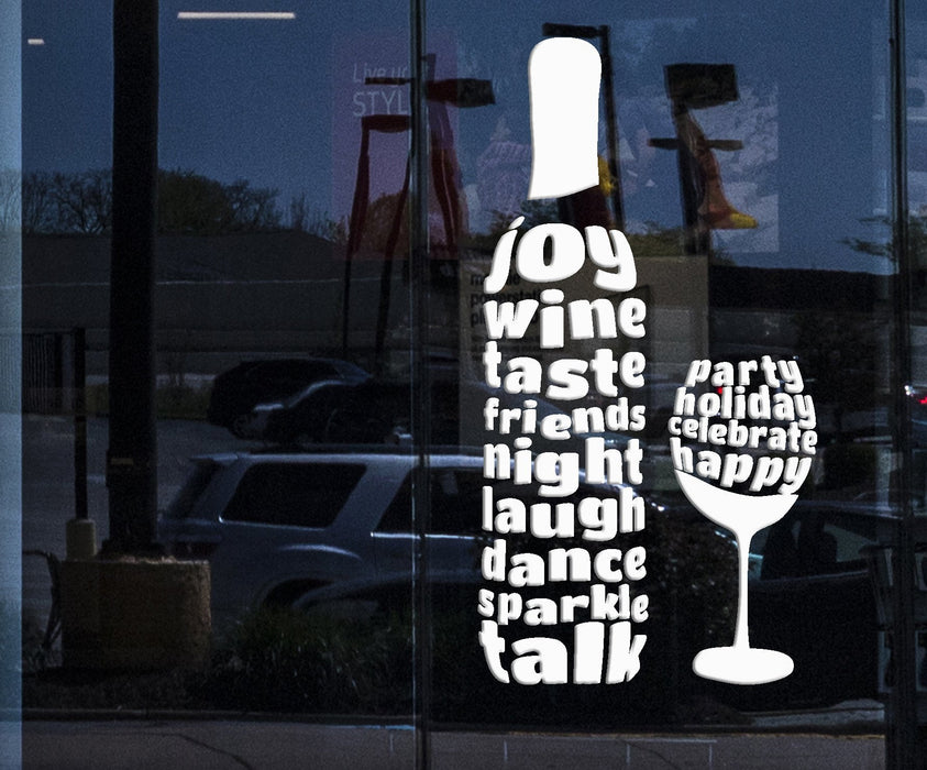 Shopstore Window and  Wall Decal Wine Glass Bottle Alcohol Word Bar Stickers Unique Gift (287igw)