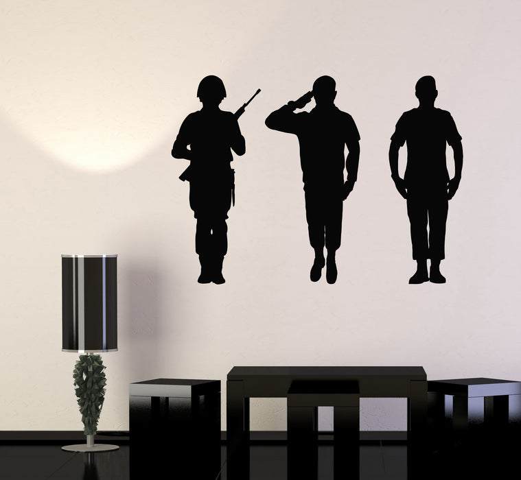Vinyl Wall Decal Patriotic Art Soldiers Silhouette Military Stickers Mural (g6654)
