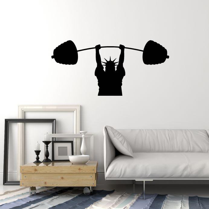 Виниловые наклейки на стену Спорт Статуя Свободы Фитнес Тренажерный зал Штанга Искусство Наклейки Фреска (ig5671)