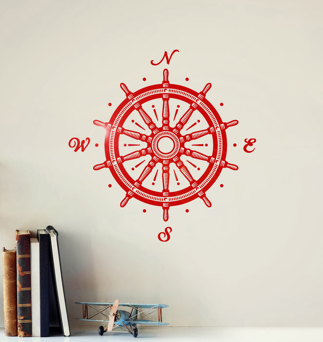 Vinyl Wall Decal Ship's Wheel Compass Wind Rose Nautical Decor Stickers Mural (g1122)